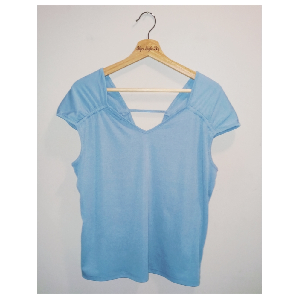 cooper & ella Coronet Blue ruched shoulder Top - Picture 3 of 5